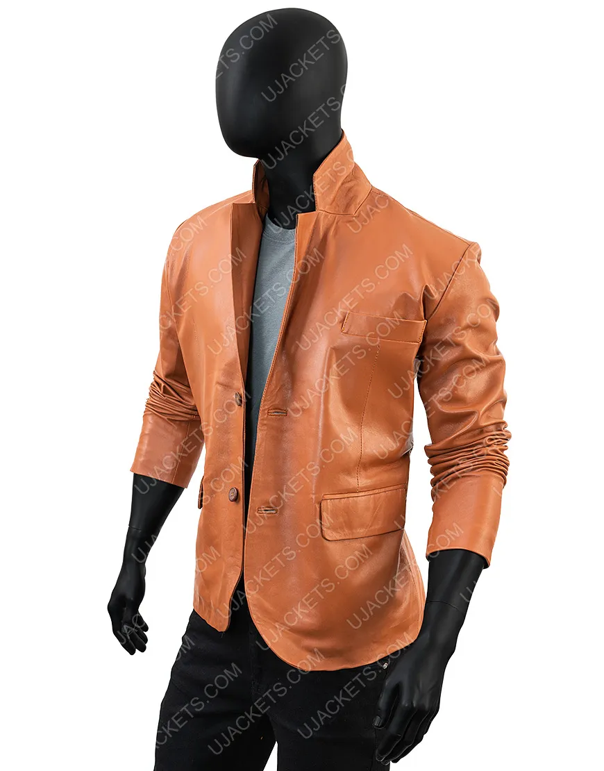 Men's Blazer Overcoat Jacket | Orange Genuine Leather Jacket For Men